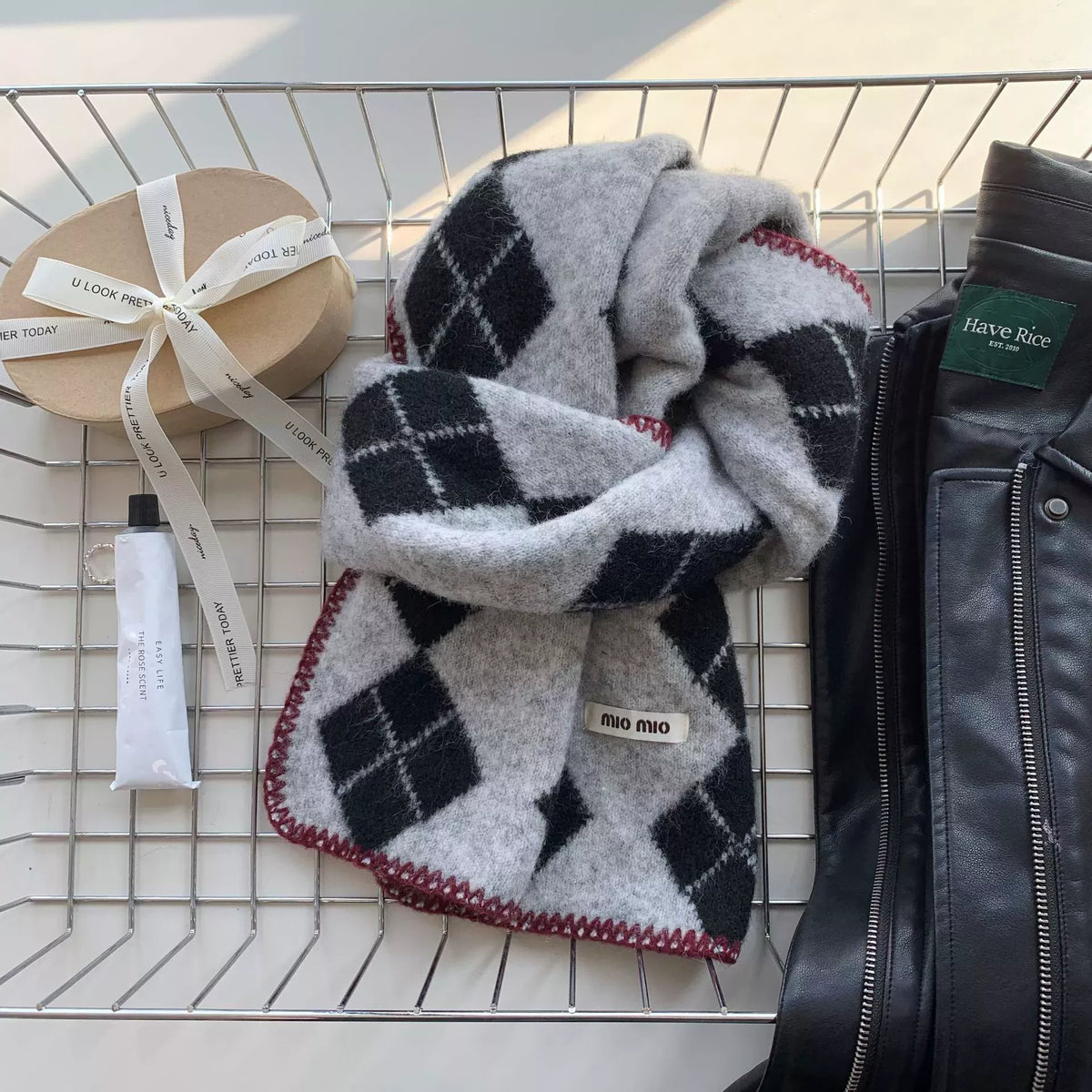 Argyle Pattern Warm Scarf