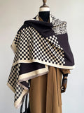 Checkered Raw Hem Scarf