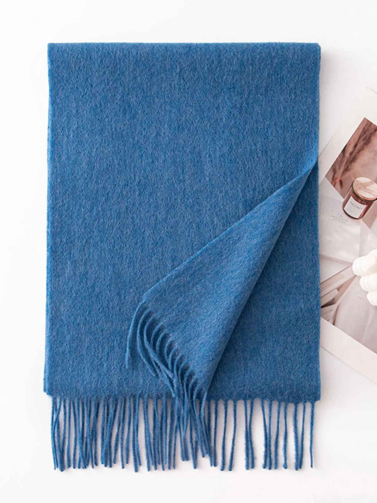 Solid Color Wool Fringe Scarf