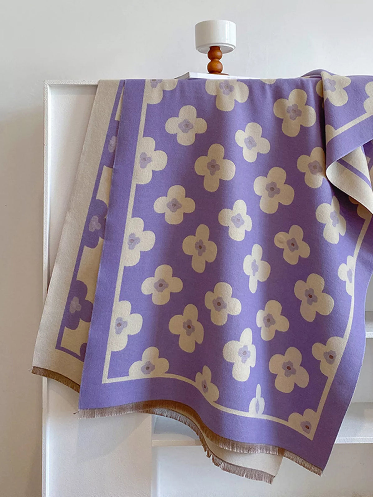 Floral Print Raw Hem Scarf