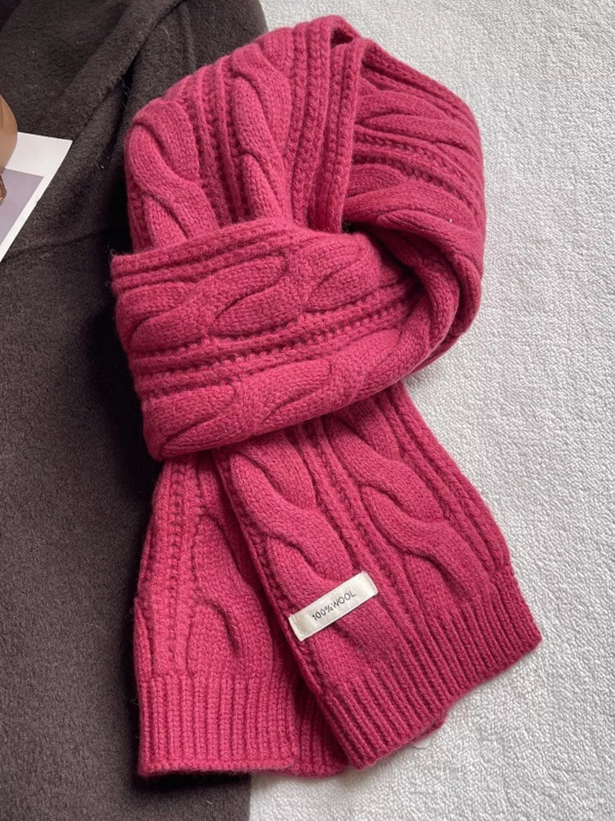 Wool Cable Knit Winter Scarf