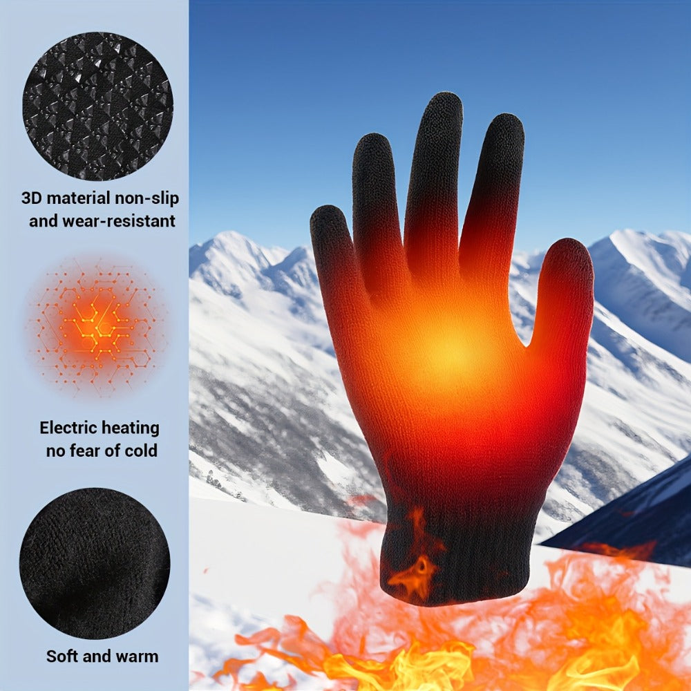 USB-Powered Full-Finger Heated Gloves with Touchscreen Fingertips, Anti-Slip Palms and Black or Gray Pair Options