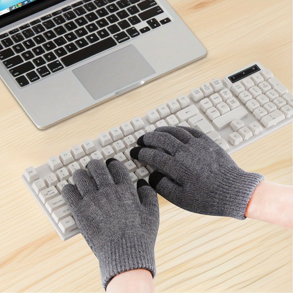 USB-Powered Full-Finger Heated Gloves with Touchscreen Fingertips, Anti-Slip Palms and Black or Gray Pair Options