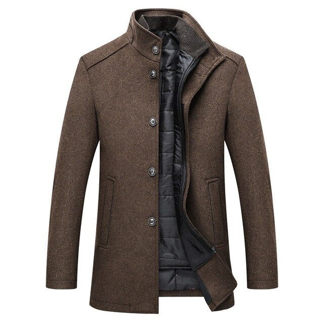 Classic Fit Men's Wool Button Coat - Warm Winter Style