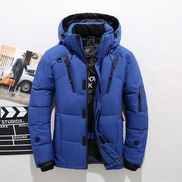 Warm Men's Puffer Jacket with Adjustable Hood