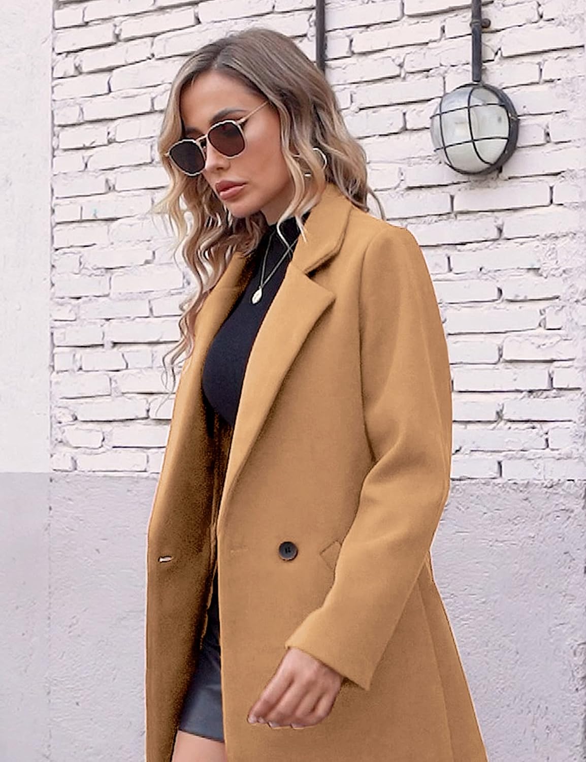 Women's Warm Woolen Coat with Classic Collar - Sofia