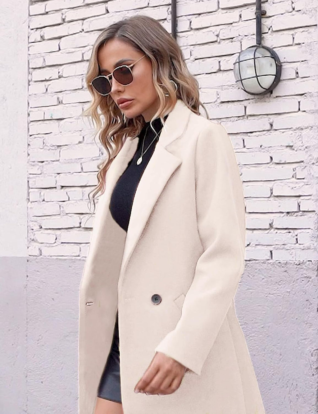 Women's Warm Woolen Coat with Classic Collar - Sofia
