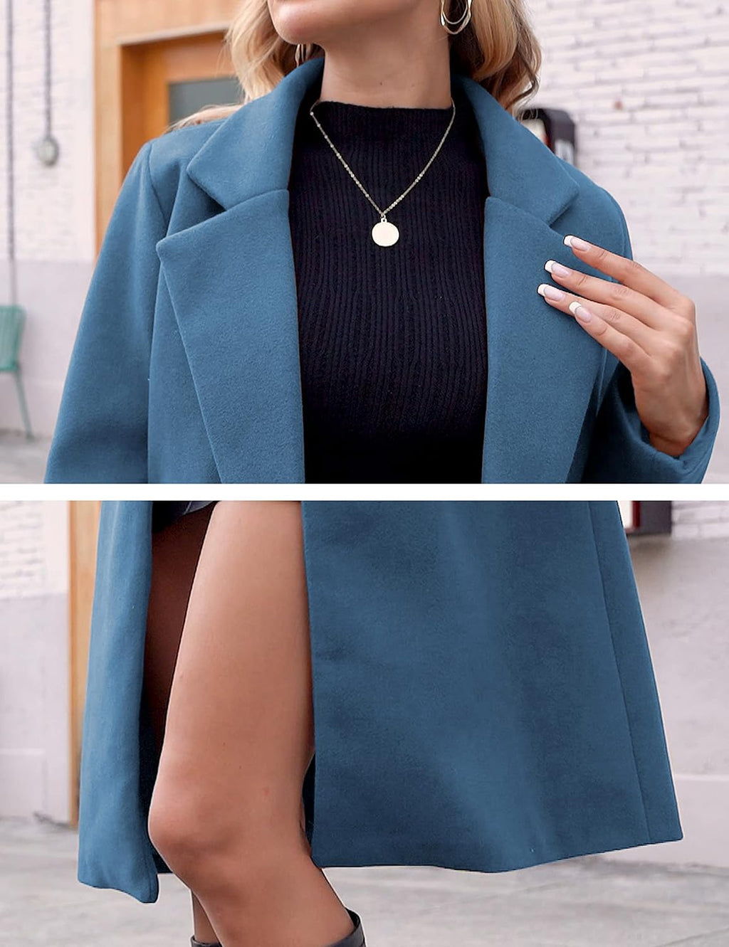 Women's Warm Woolen Coat with Classic Collar - Sofia
