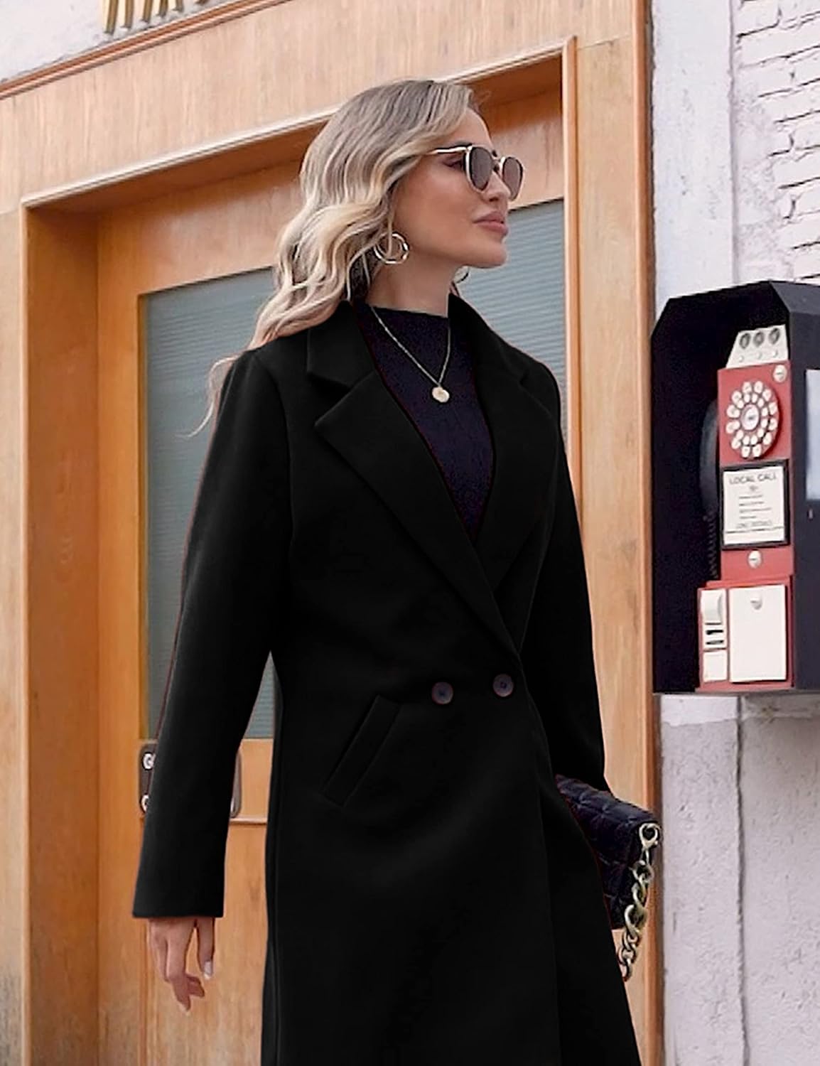 Women's Warm Woolen Coat with Classic Collar - Sofia
