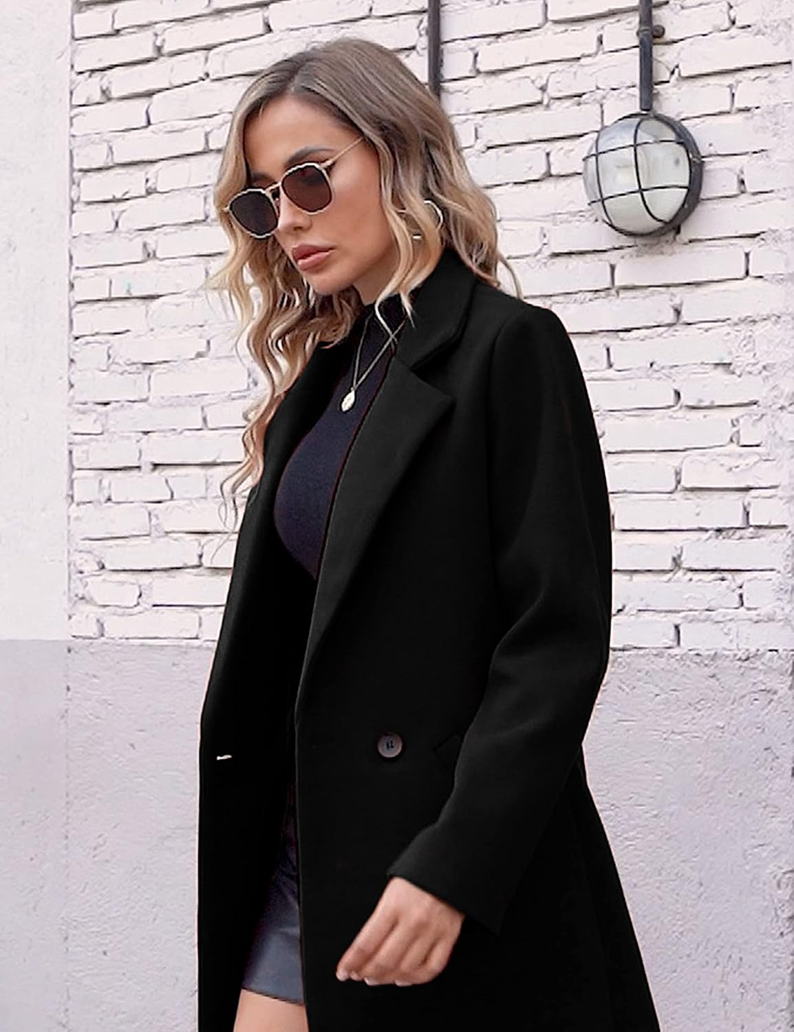 Women's Warm Woolen Coat with Classic Collar - Sofia