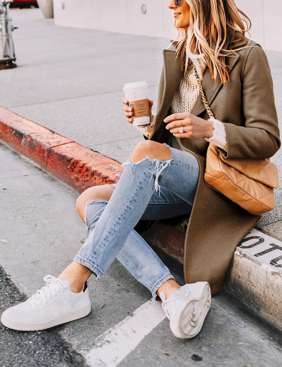 Women's Warm Woolen Coat with Classic Collar - Sofia