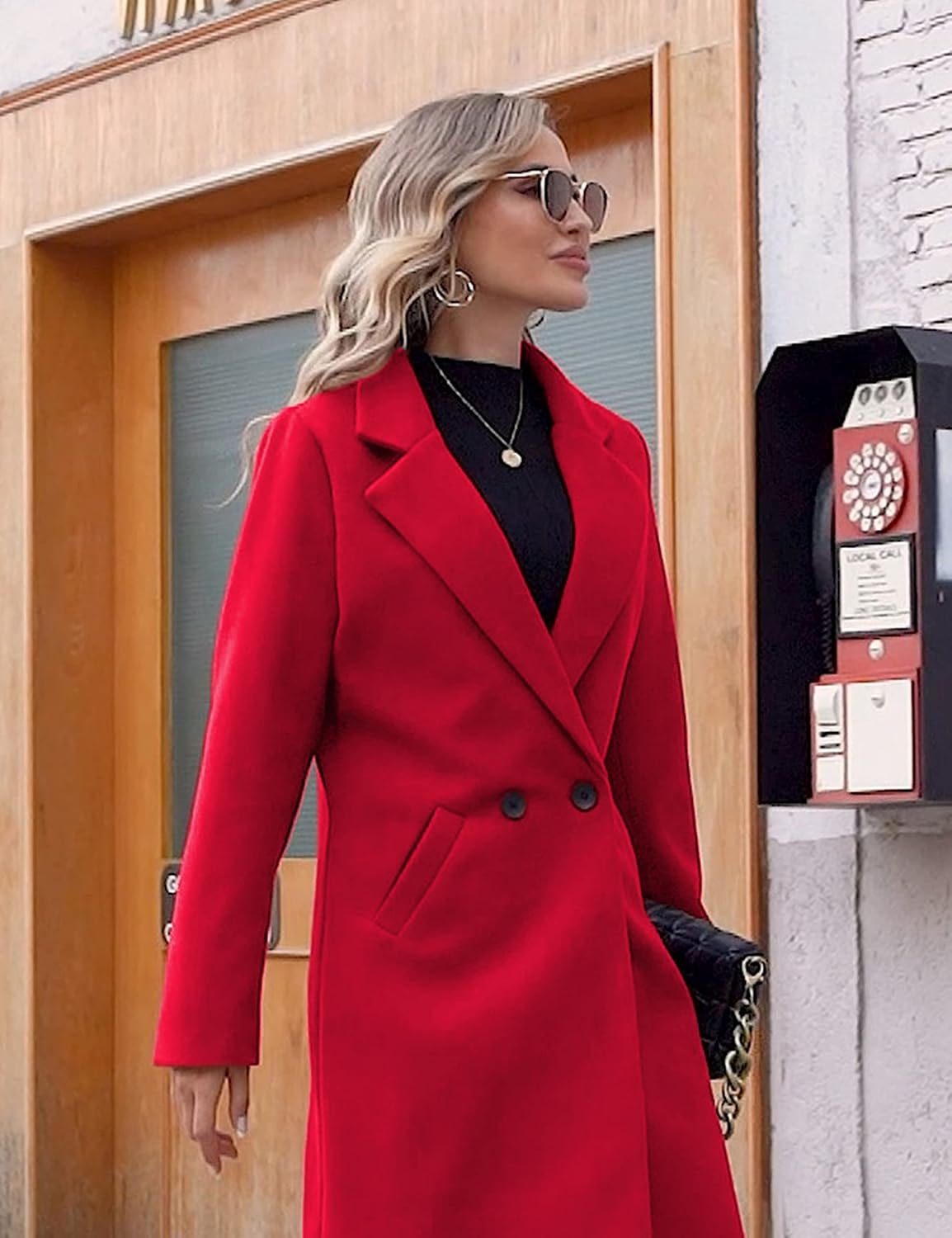 Women's Warm Woolen Coat with Classic Collar - Sofia