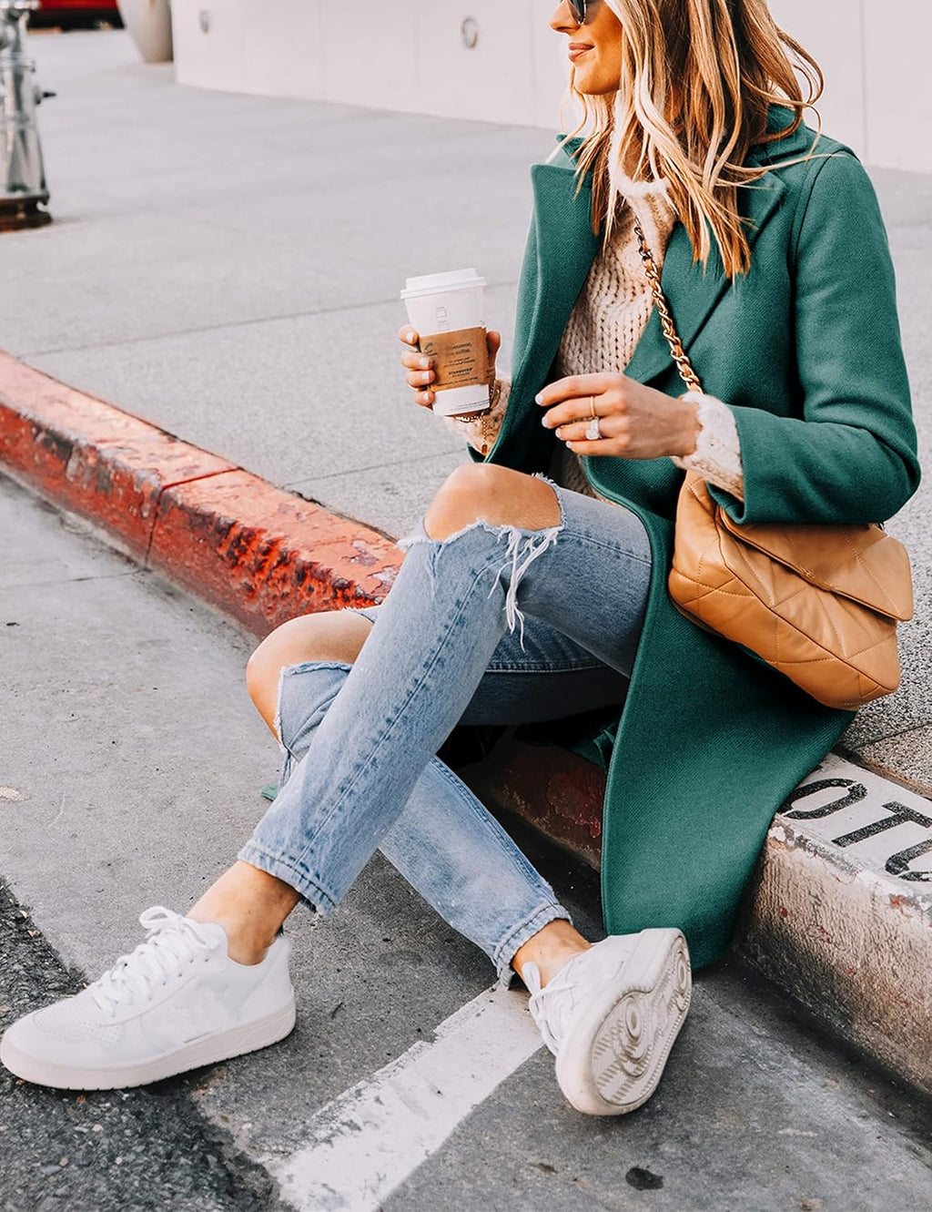 Women's Warm Woolen Coat with Classic Collar - Sofia