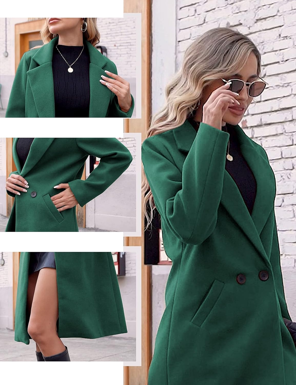 Women's Warm Woolen Coat with Classic Collar - Sofia