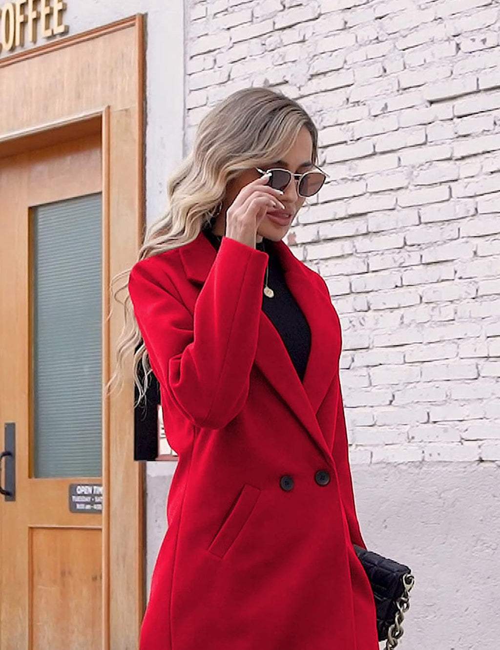 Women's Warm Woolen Coat with Classic Collar - Sofia