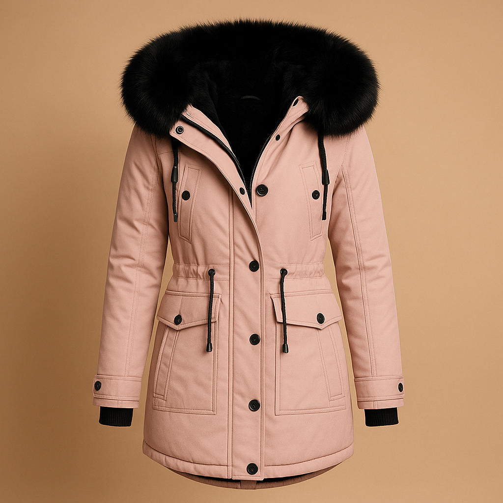 Long winter coat with hood for women | Amelia