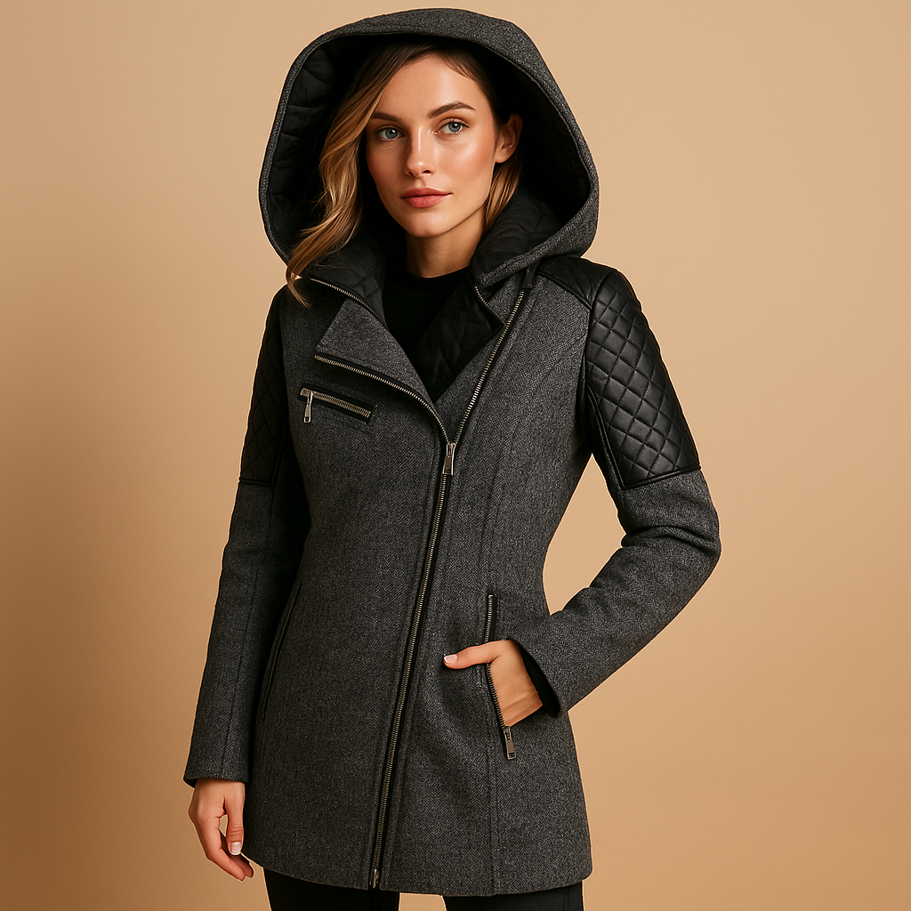 Long winter coat with hood for women | Aria