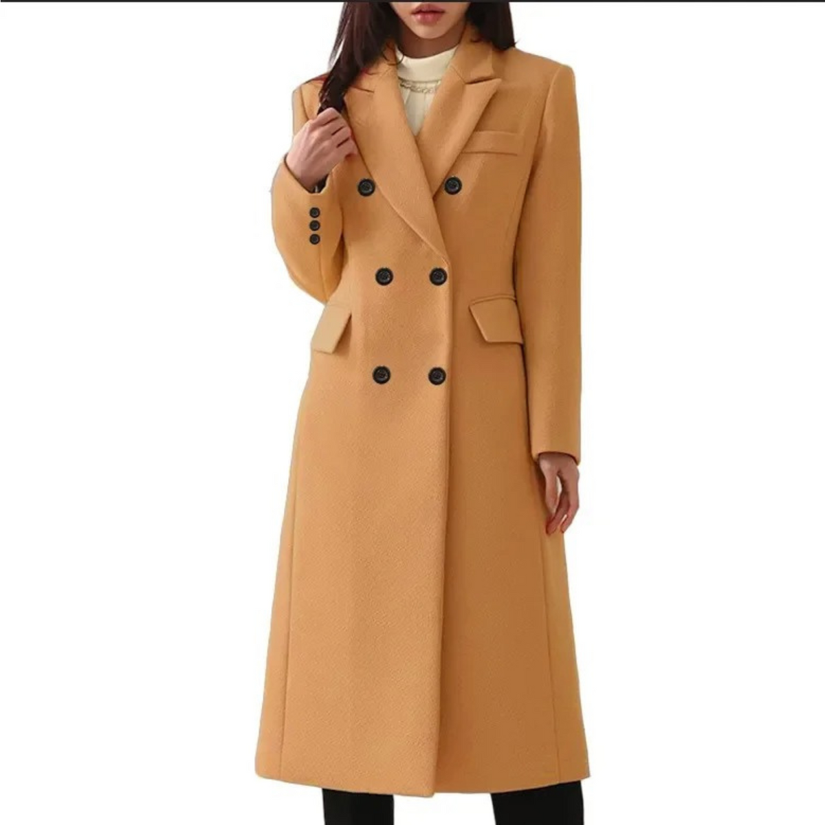 Warm Double Collar Wool Women's Winter Coat