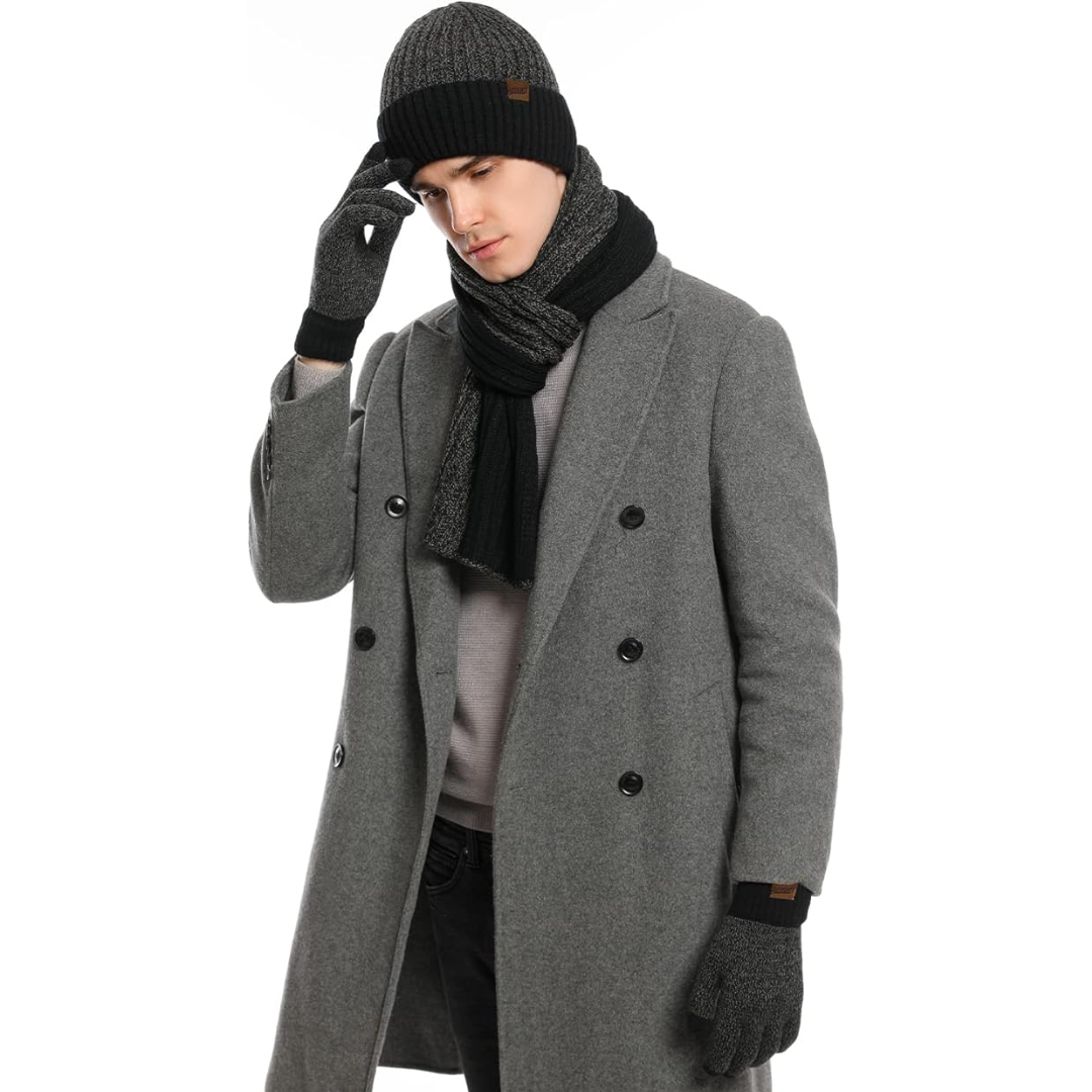 Warm Thermal Hat and Gloves Set for Men