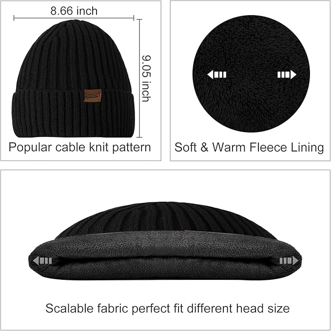Warm Thermal Hat and Gloves Set for Men