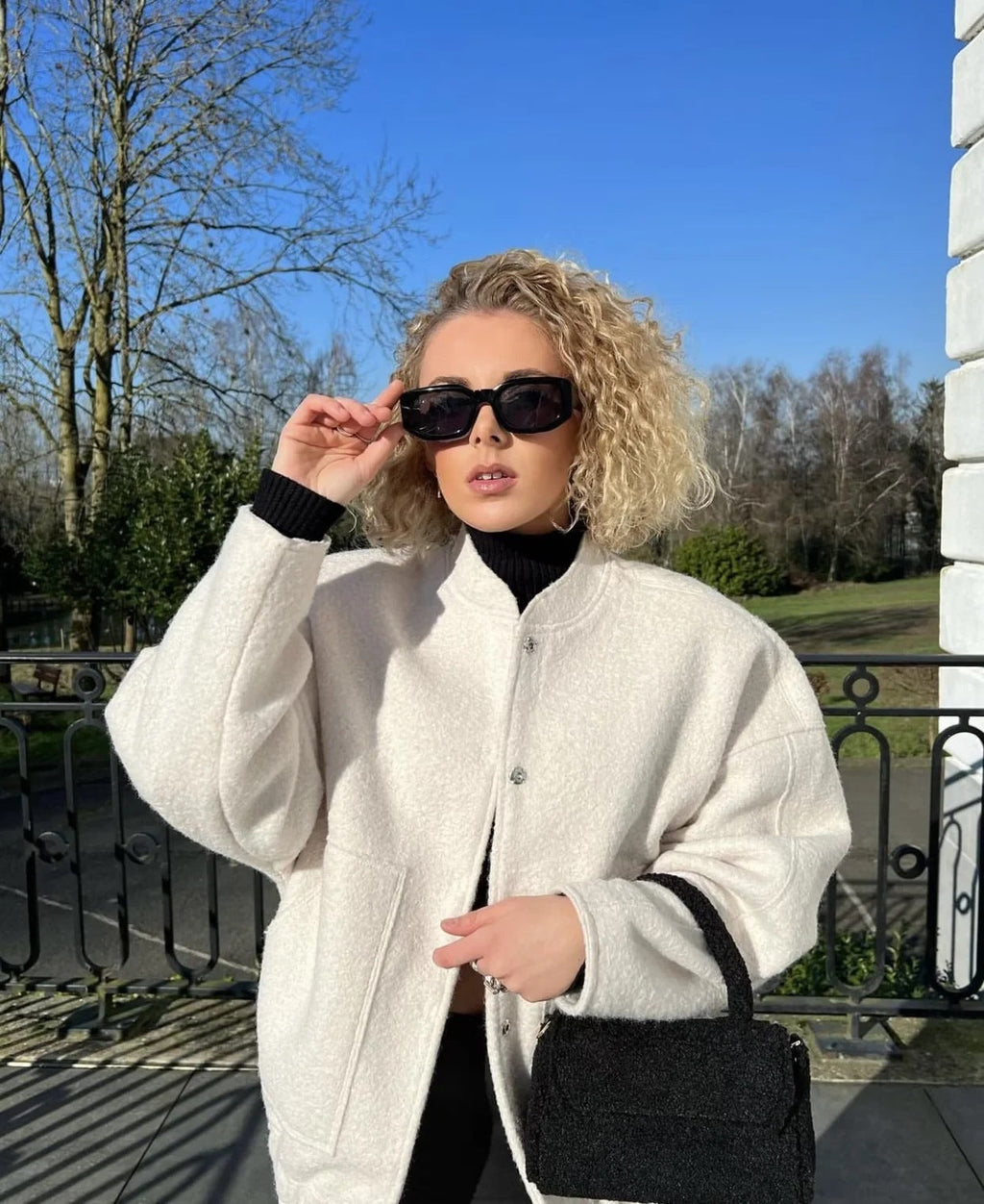 Warm Winter Wool Coat with Button Front