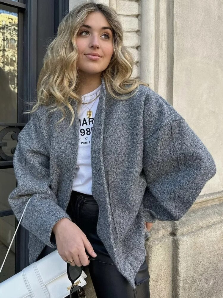Warm Winter Wool Coat with Button Front