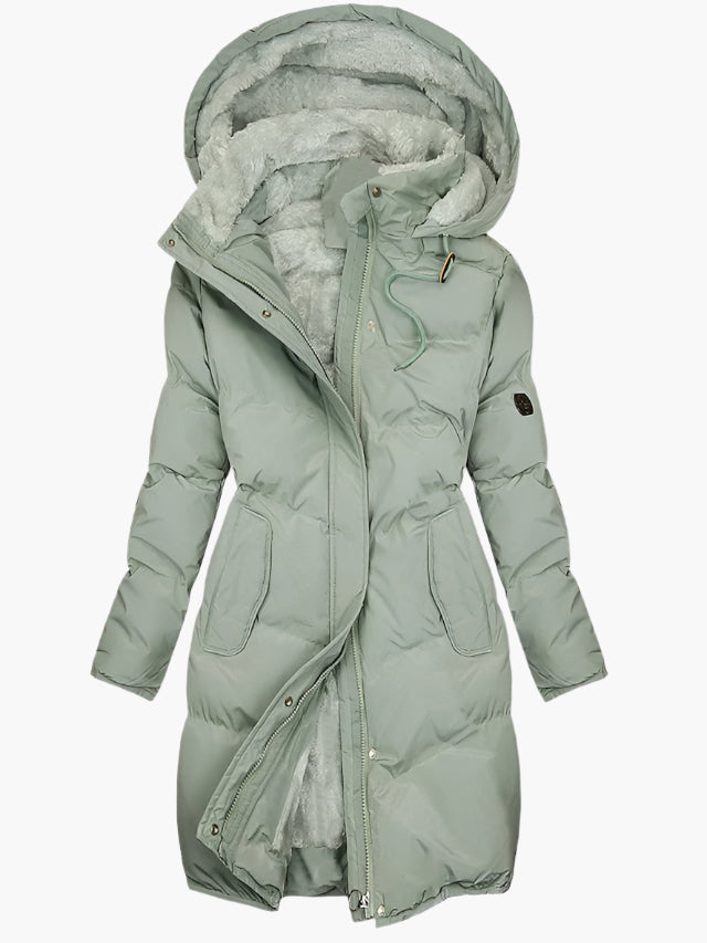 Insulated Hooded Winter Coat for Women - Soft Warm Puffer Jacket