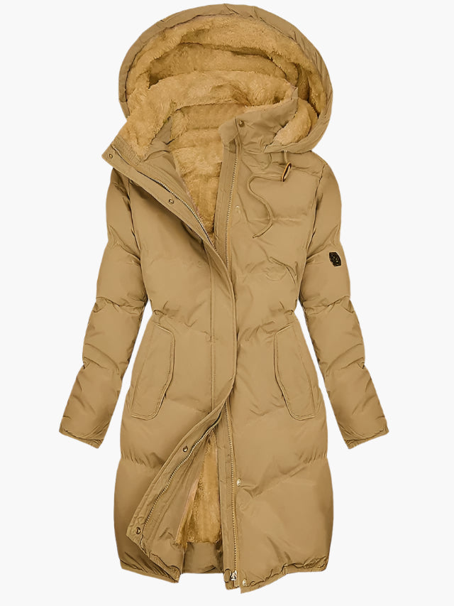 Insulated Hooded Winter Coat for Women - Soft Warm Puffer Jacket