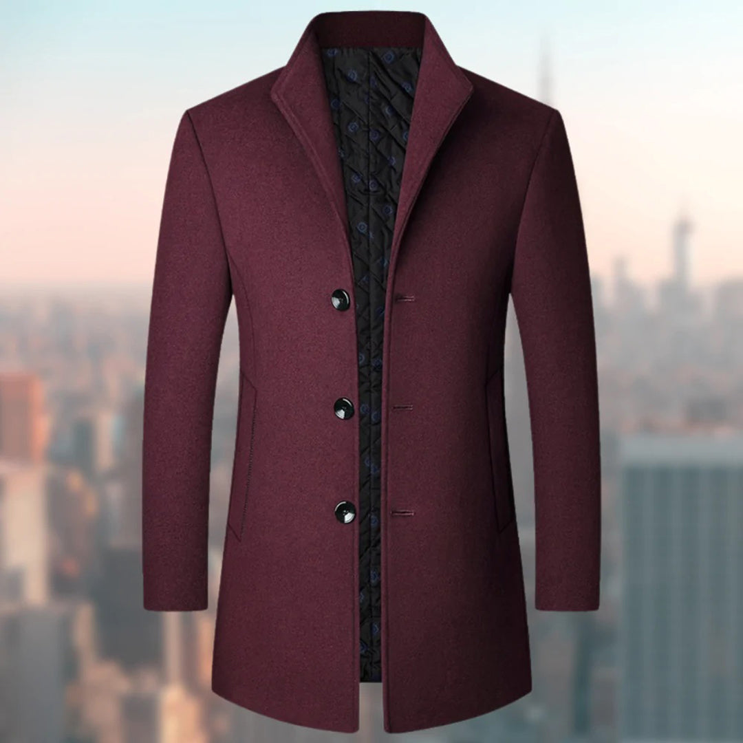 Warm Quilted Classic Fit Wool Coat