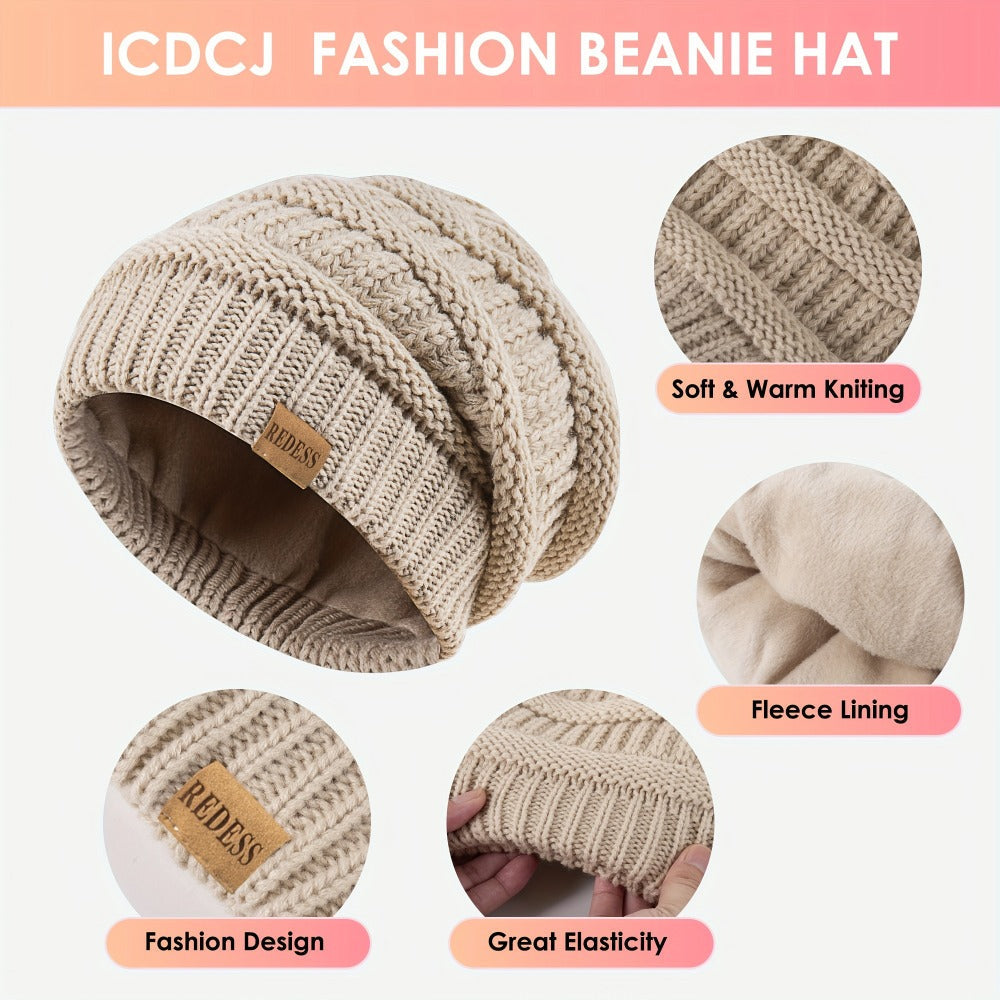 Scarf for Women – Winter Set 3-in-1 Women Hat Long Scarf Touchscreen Gloves Soft Warm Cold Weather Accessories