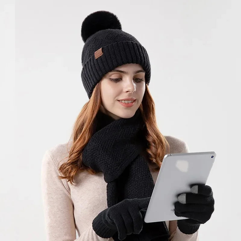 Warm Women's Winter Hat Set