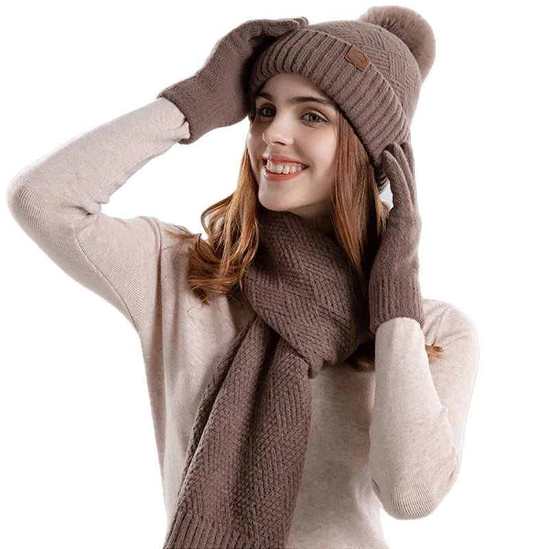 Warm Women's Winter Hat Set