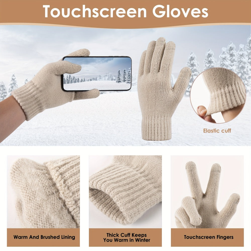 Winter Accessories Set – Winter Hat Scarf Gloves Set for Women 3 Piece Warm Suede Touch Coordinated Cold