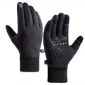 Black Winter Gloves with Touch-Panel Fingertip Graphics, Grip Palm and M, L or XL Size Options