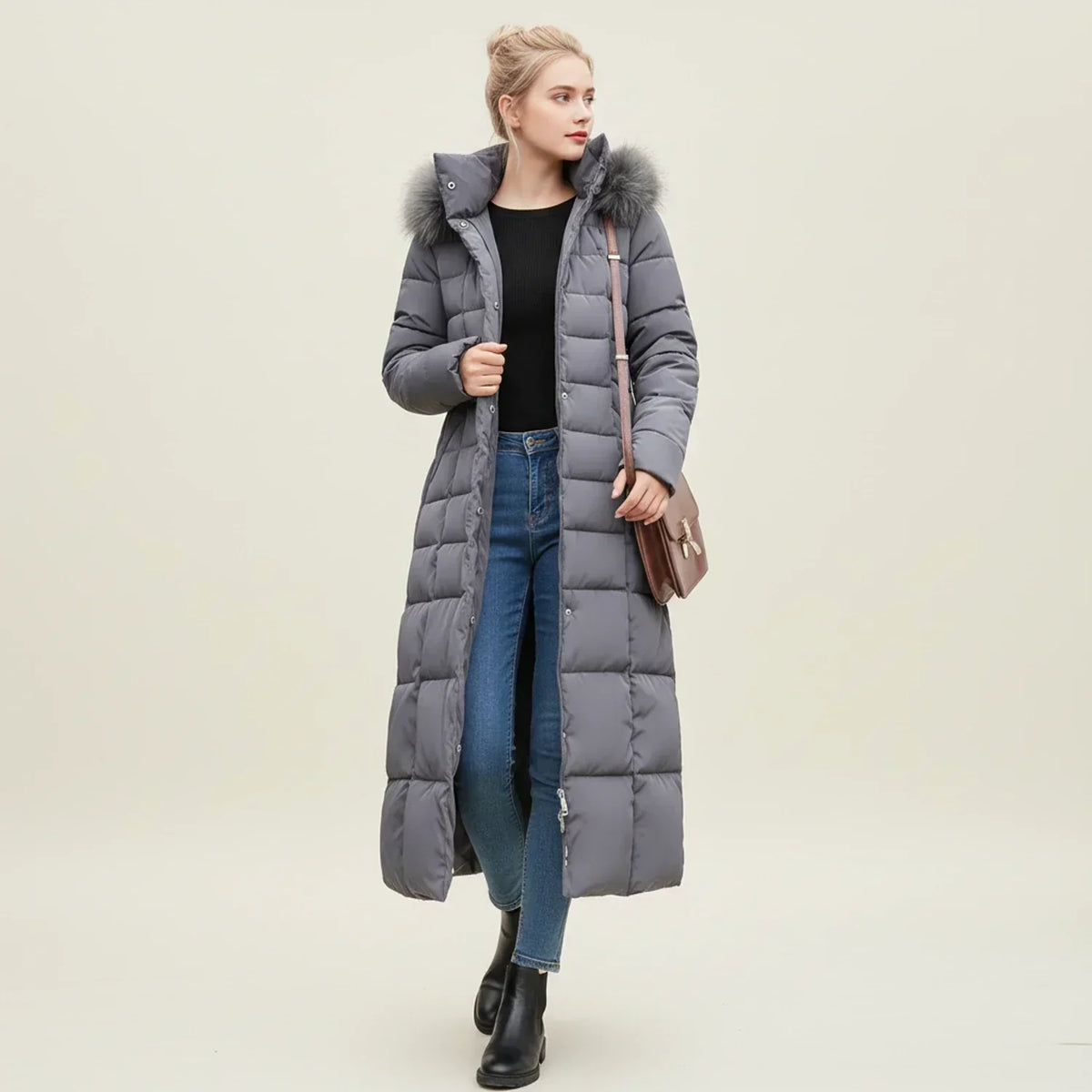 Insulated Long Parka Coat for Women - Soft Warm Winter Jacket