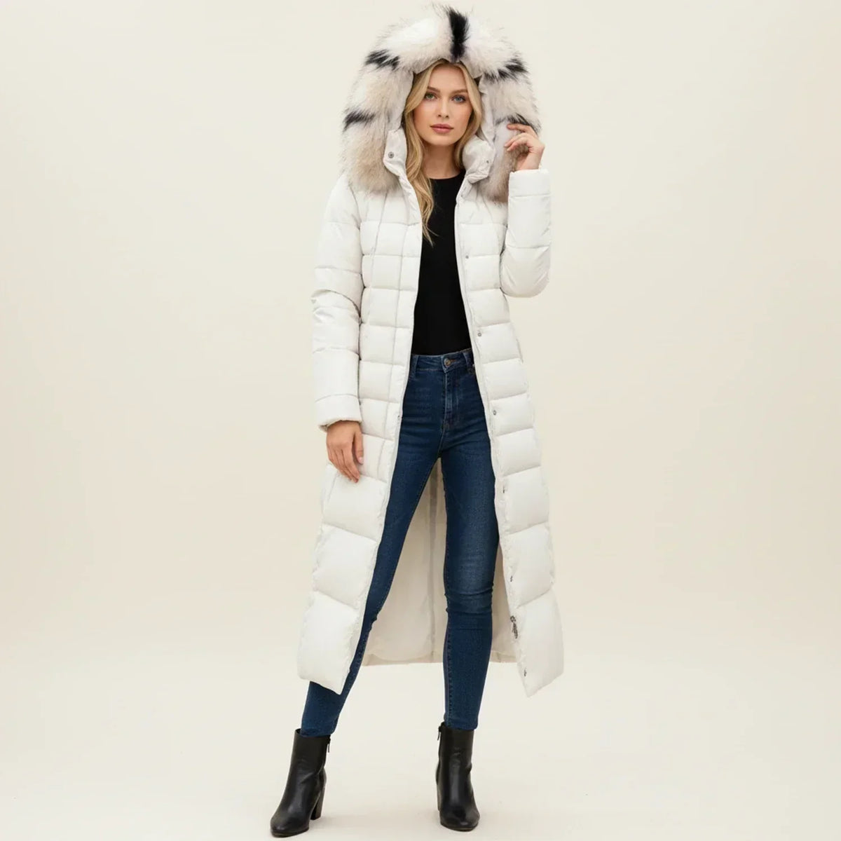 Warm Padded Long Down Coat for Women