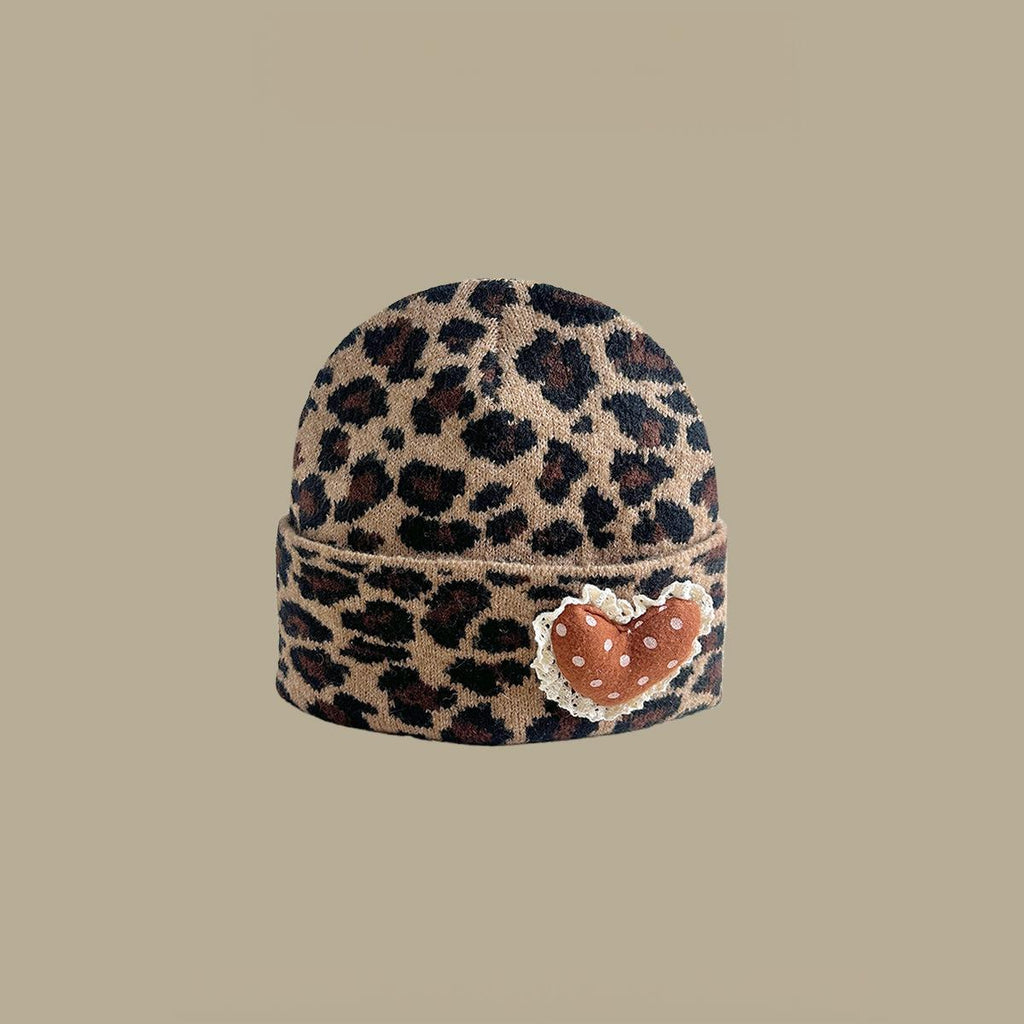 Women's Leopard Print Beanie with Ear Flaps